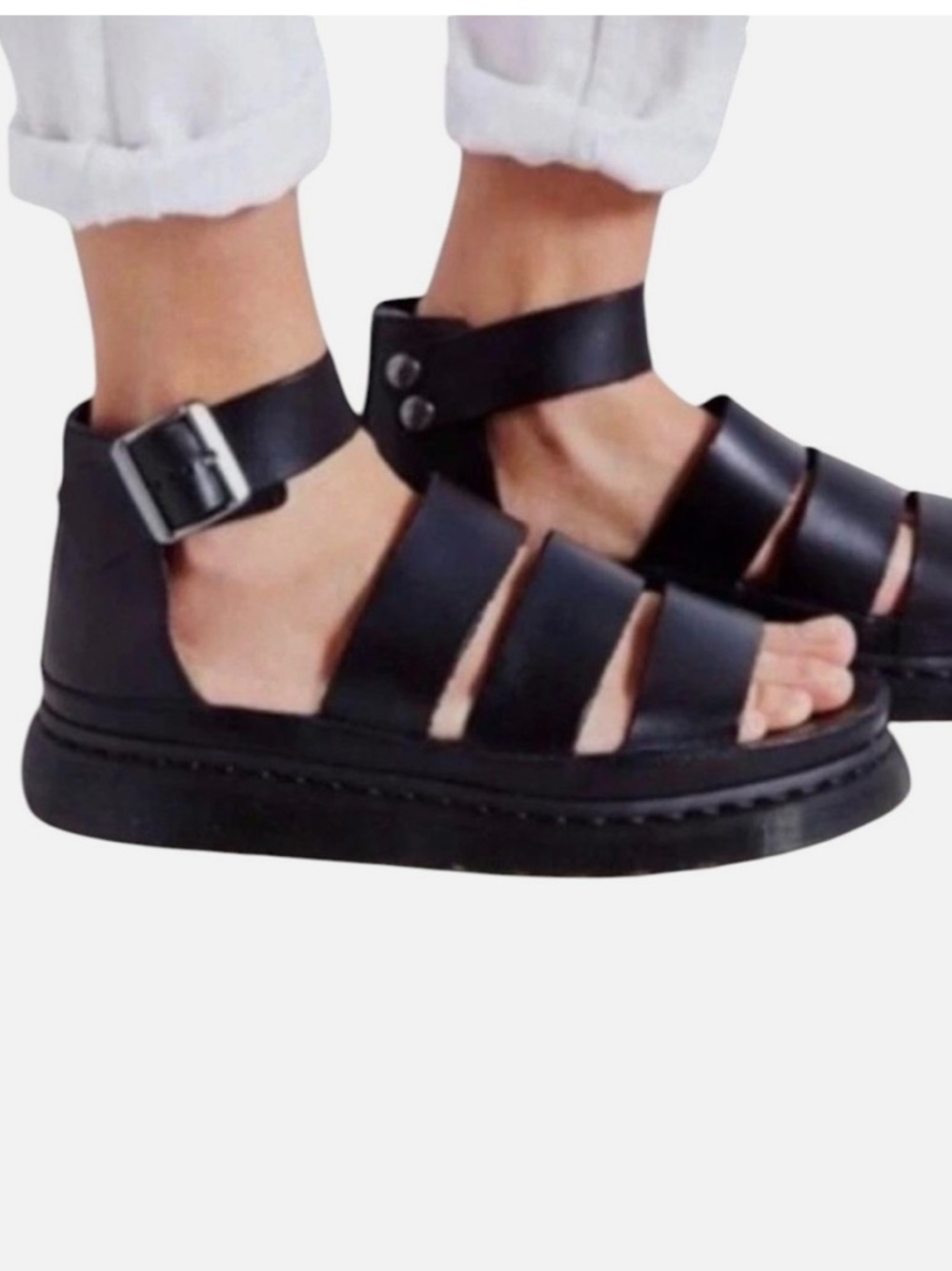 Dr. Martens Clarissa Black Leather Fisherman Sandals